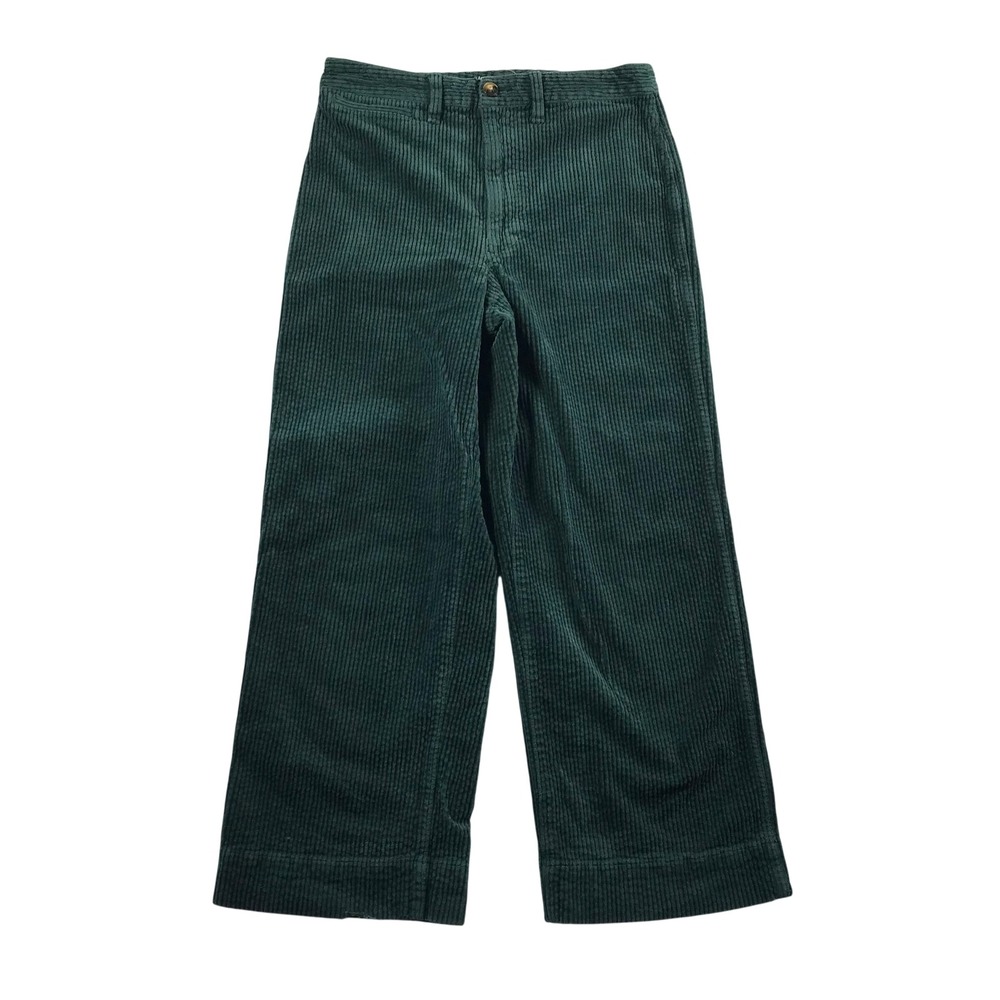 Madewell Slim Emmett Wide-Leg Crop Corduroy Pants Teal Green Size 27